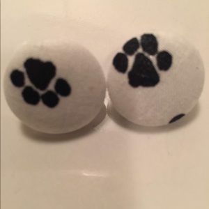 Paw Print Button Earrings